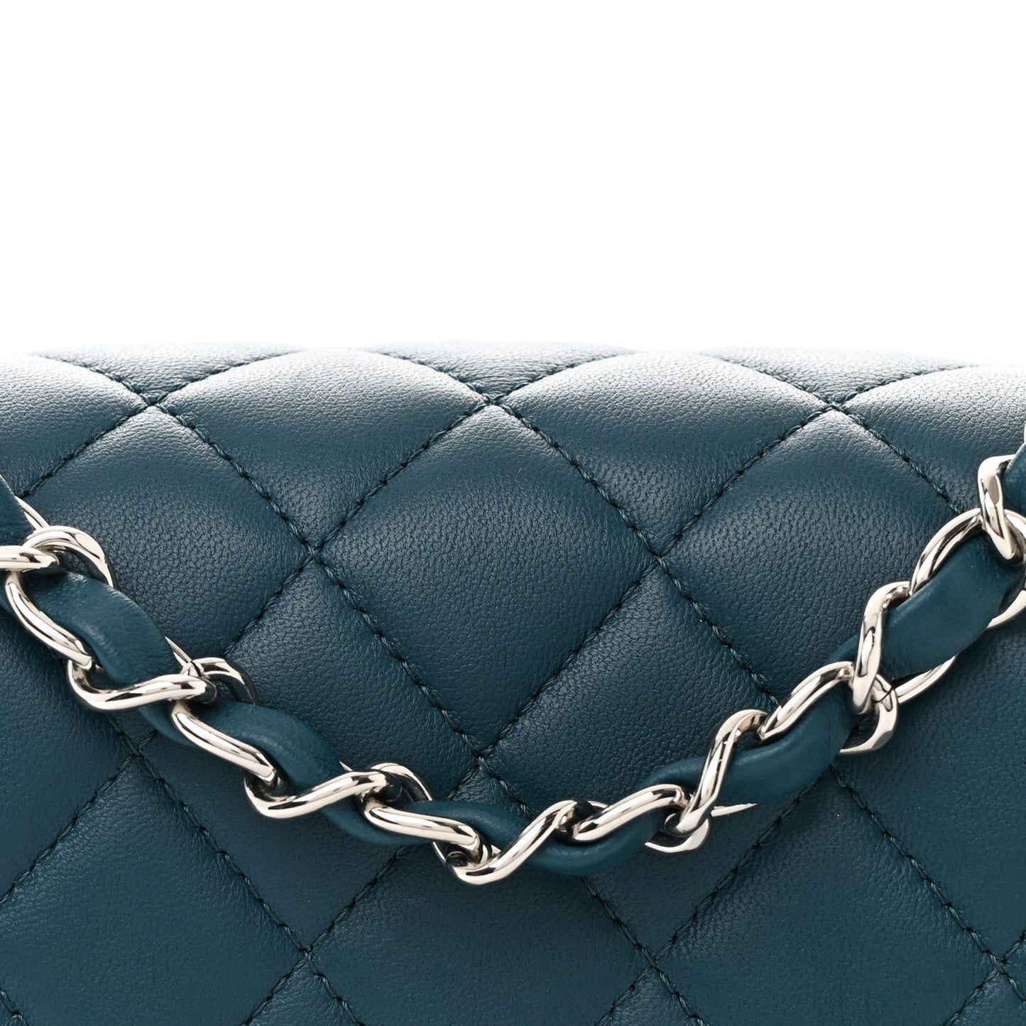 Lambskin Quilted Mini Rectangular Flap Dark Blue