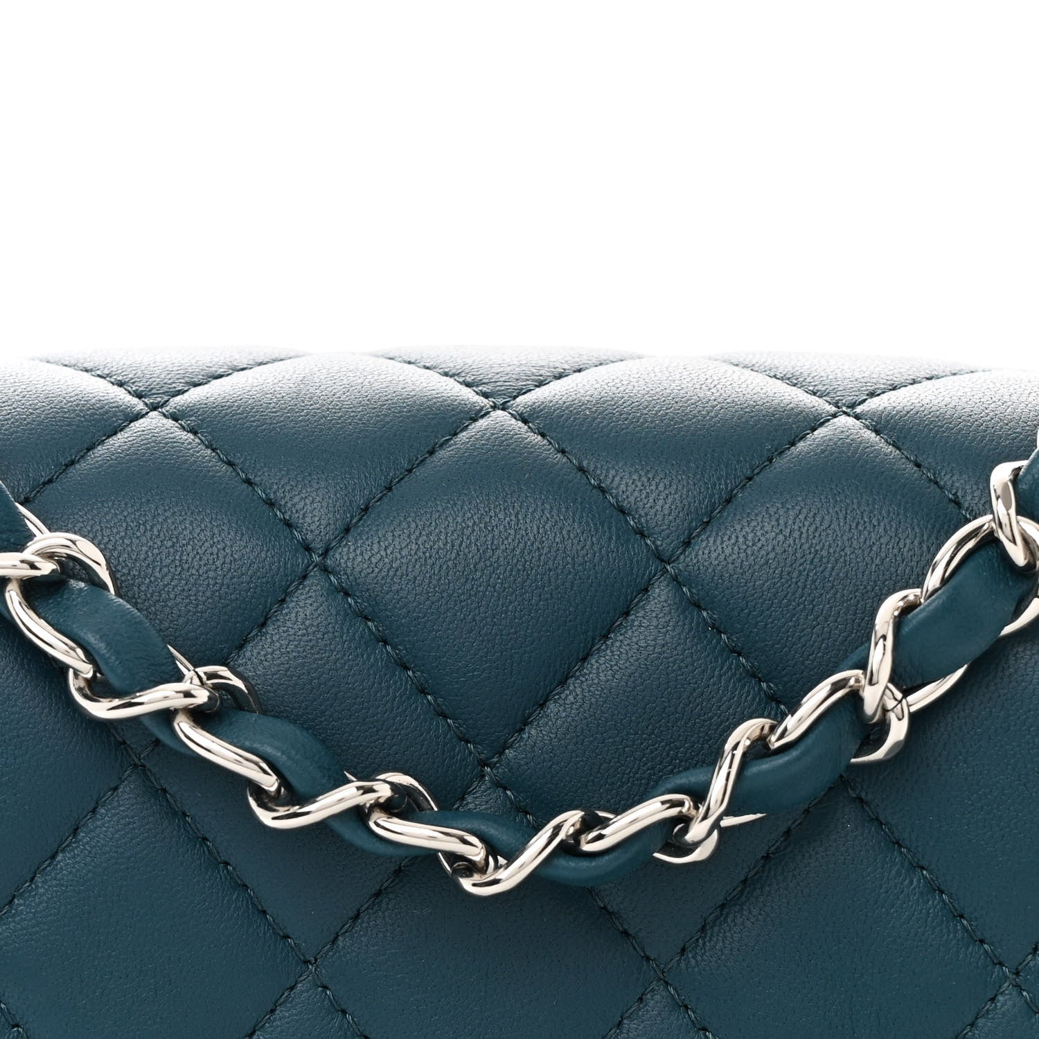 Chanel Lambskin Quilted Mini Rectangular Flap Dark Blue 8 of 10