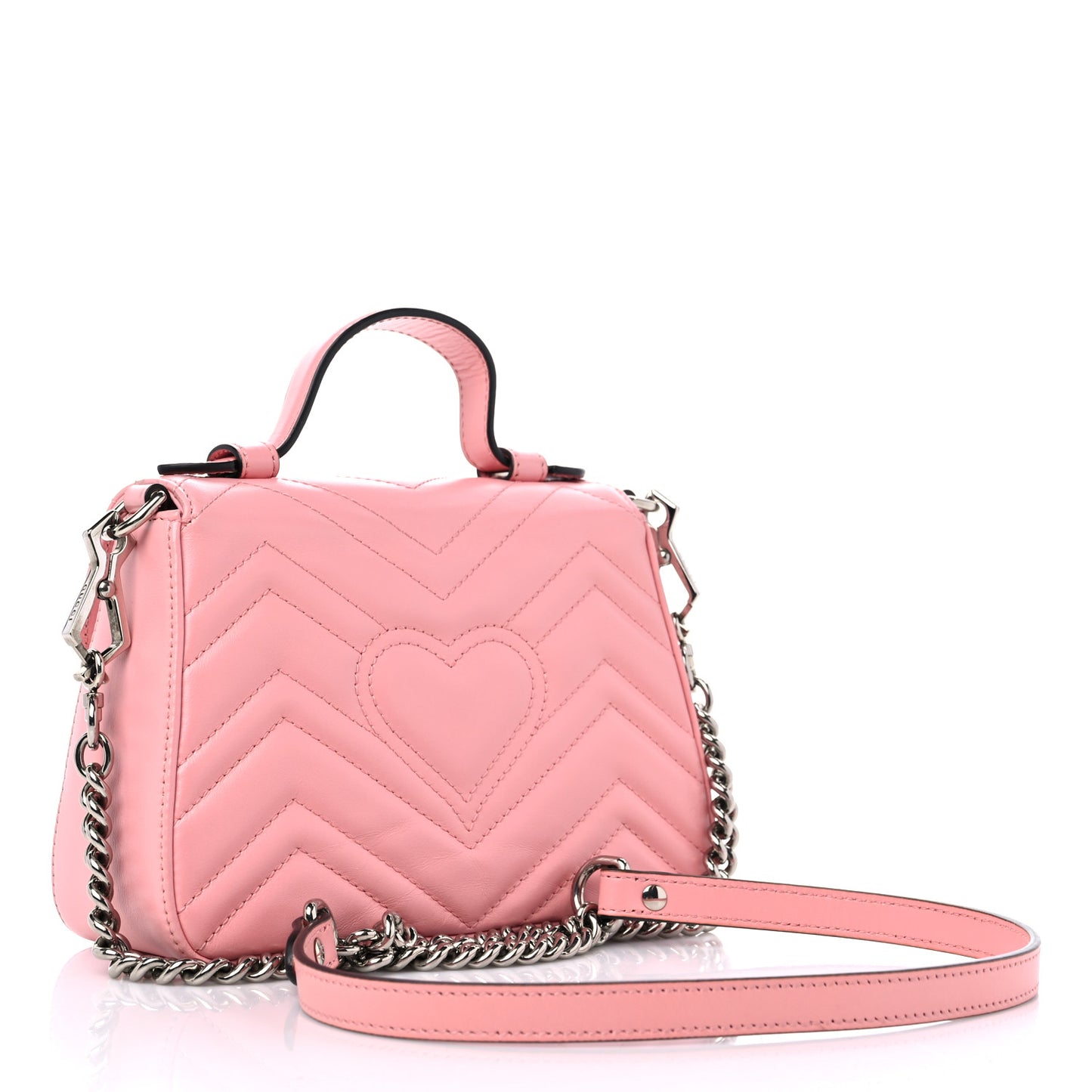 Calfskin Matelasse Mini GG Marmont Top Handle Shoulder Bag Wild Rose