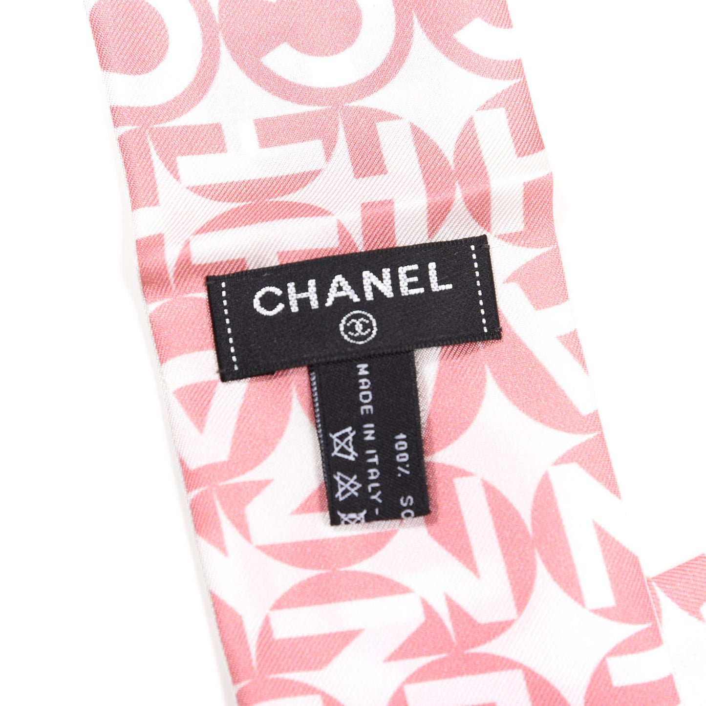 Silk CC Slim Bandeau Scarf Pink Grey