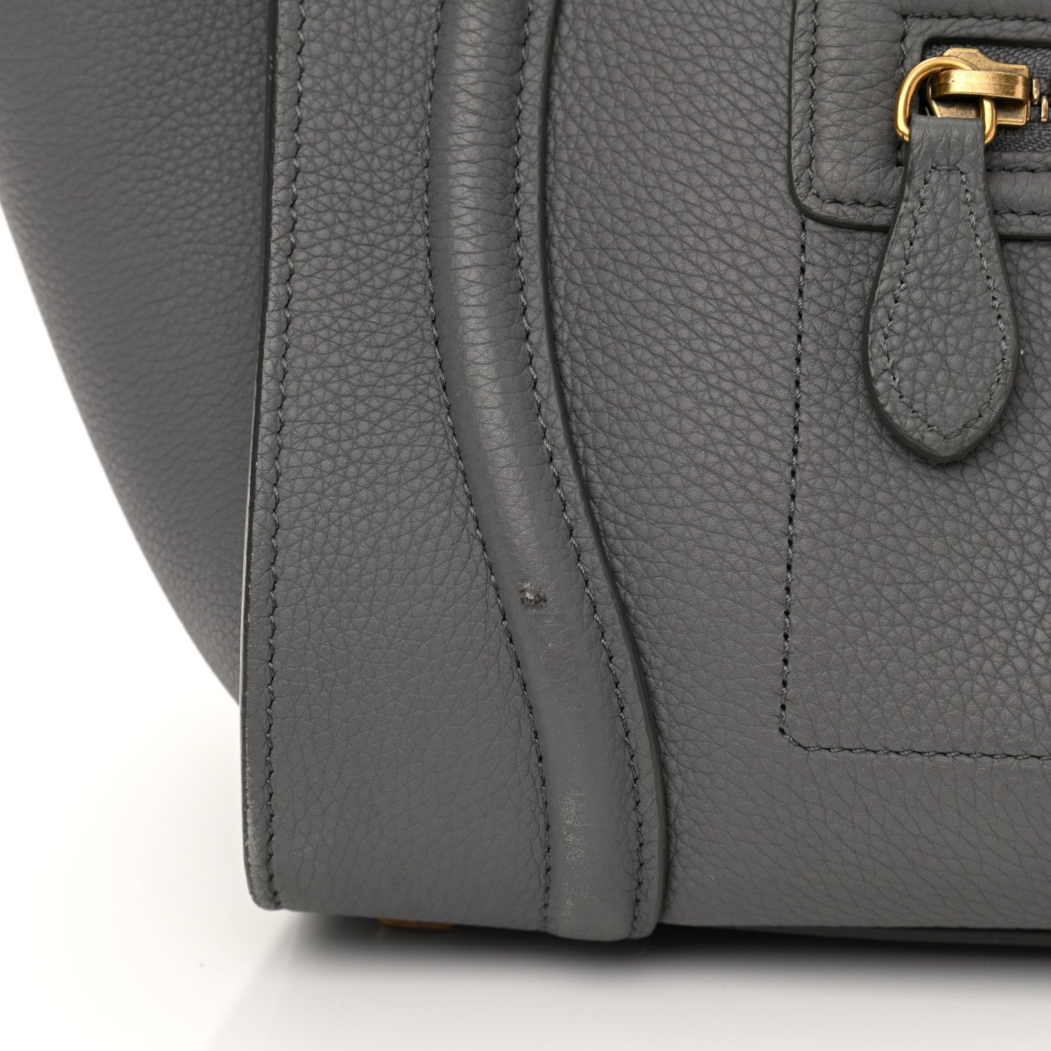 Celine Drummed Calfskin Mini Luggage Kohl 11 of 13