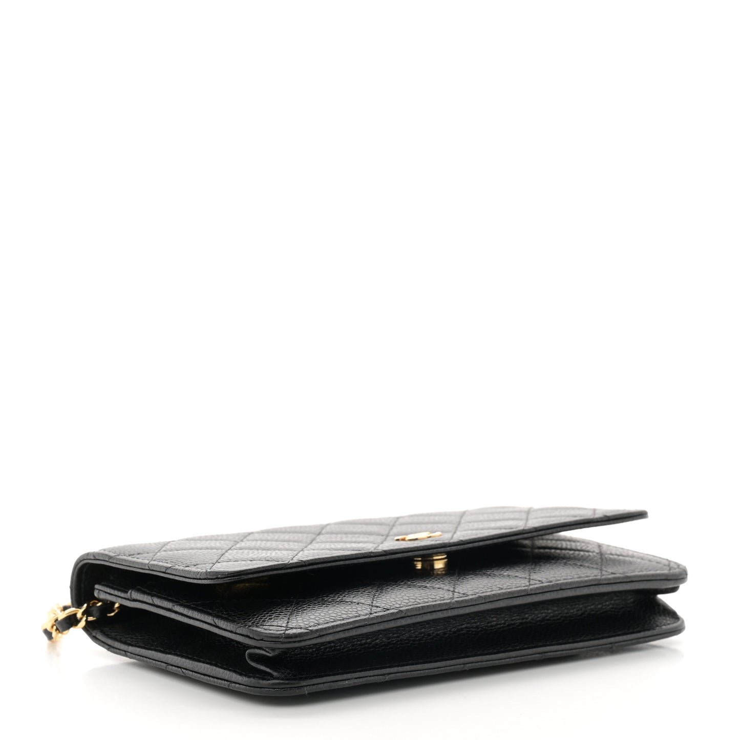 Caviar Quilted Wallet on Chain WOC Black