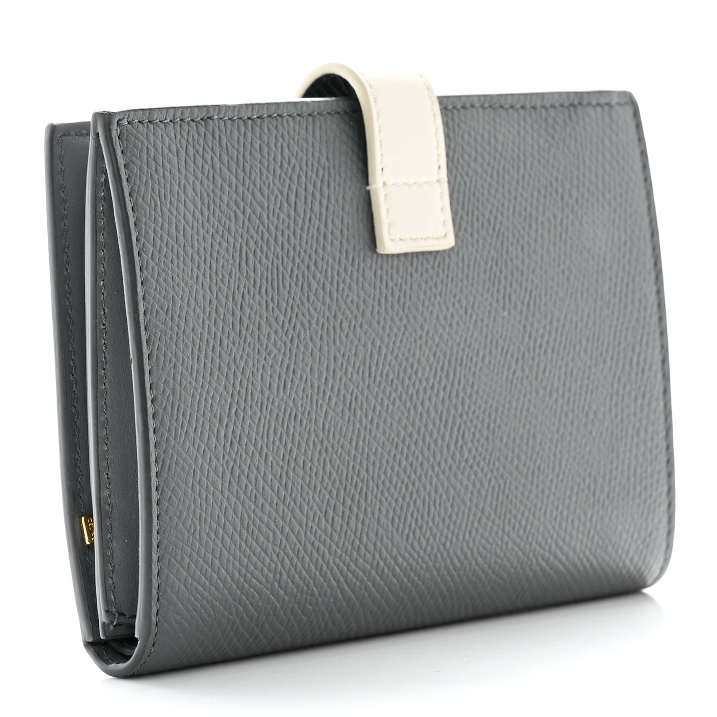 Grained Calfskin Medium Multifunction Strap Wallet Black Chalk