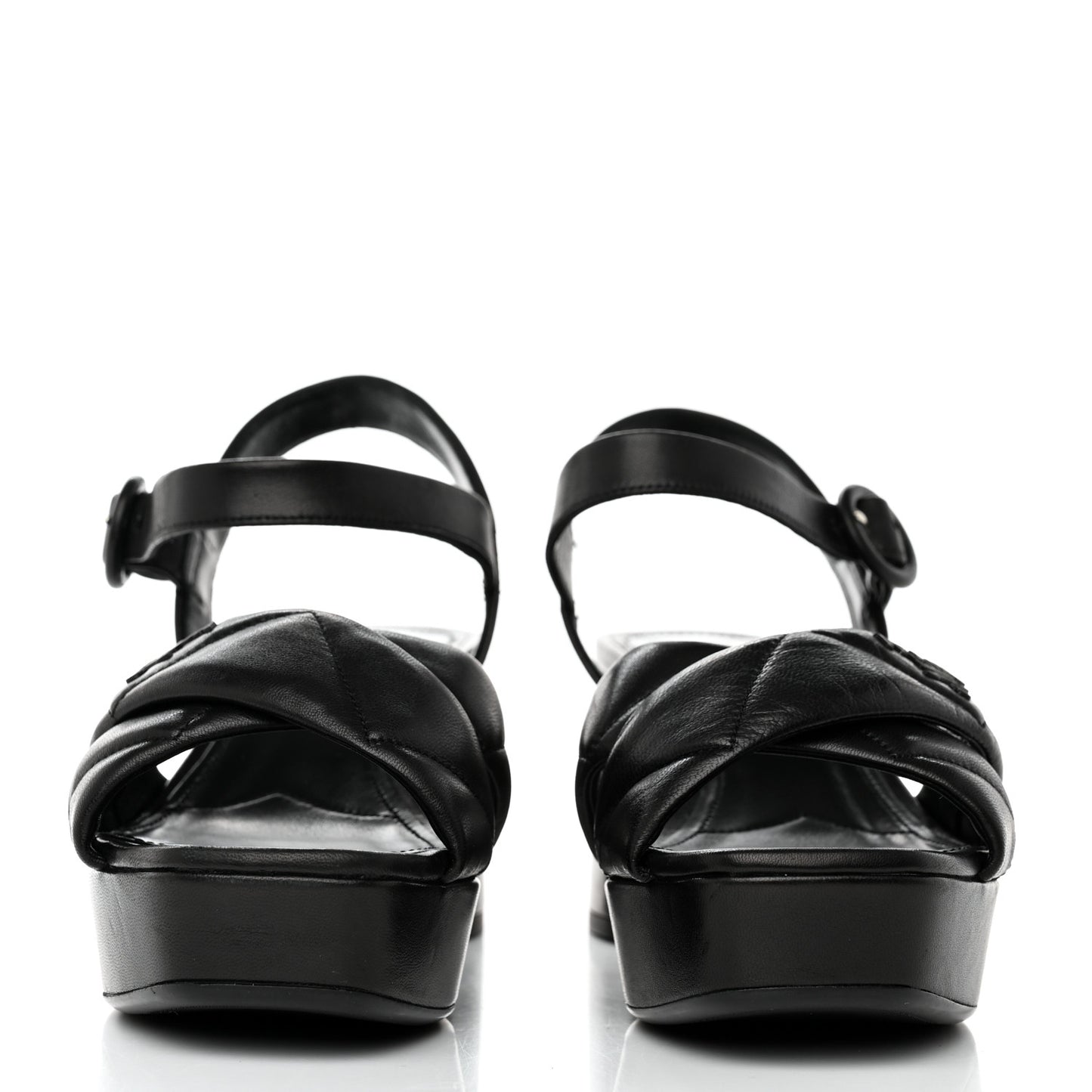 Nappa Logo Quilted Crisscross Platform 20/65mm Sandals 37.5 Black