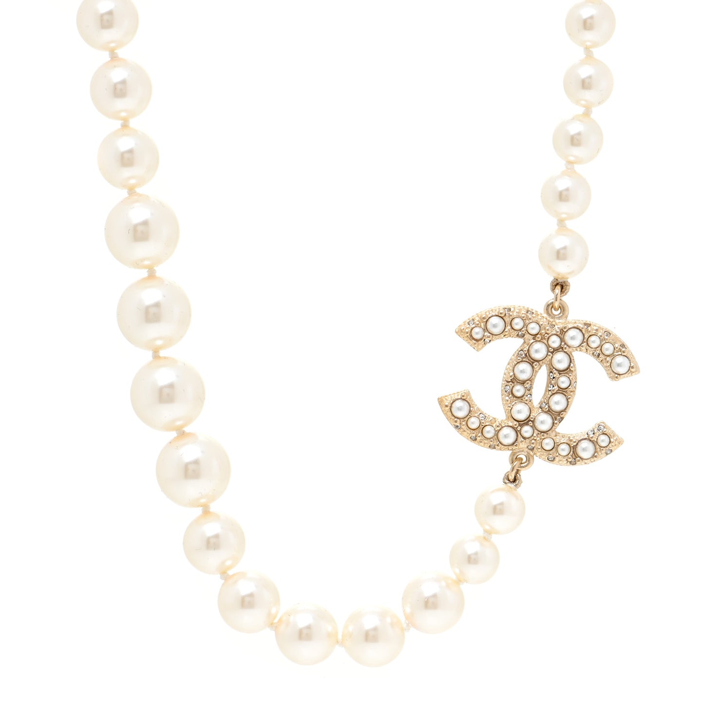 Pearl CC 100th Anniversary Necklace Light Gold
