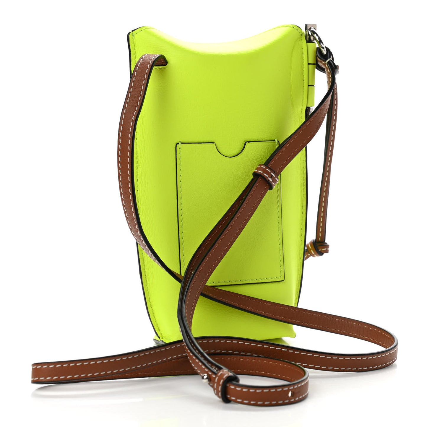 Smooth Calfskin Smiley Face Gate Pocket Neon Yellow