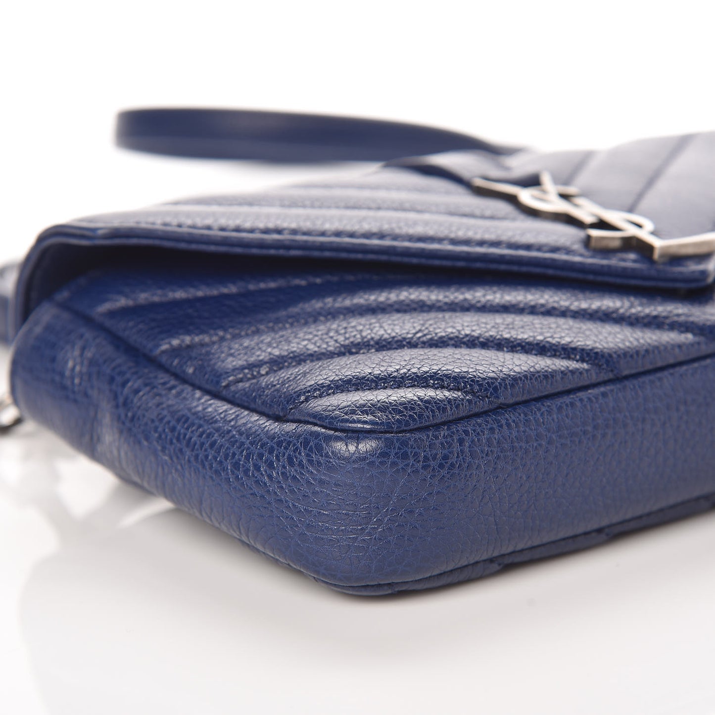Sheepskin Matelasse Chevron Monogram College Chain Wallet Royal Blue