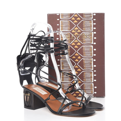 Valentino Garavani Calfskin Mask Embossed Gladiator Sandals 38.5 Brown Black 8 of 8