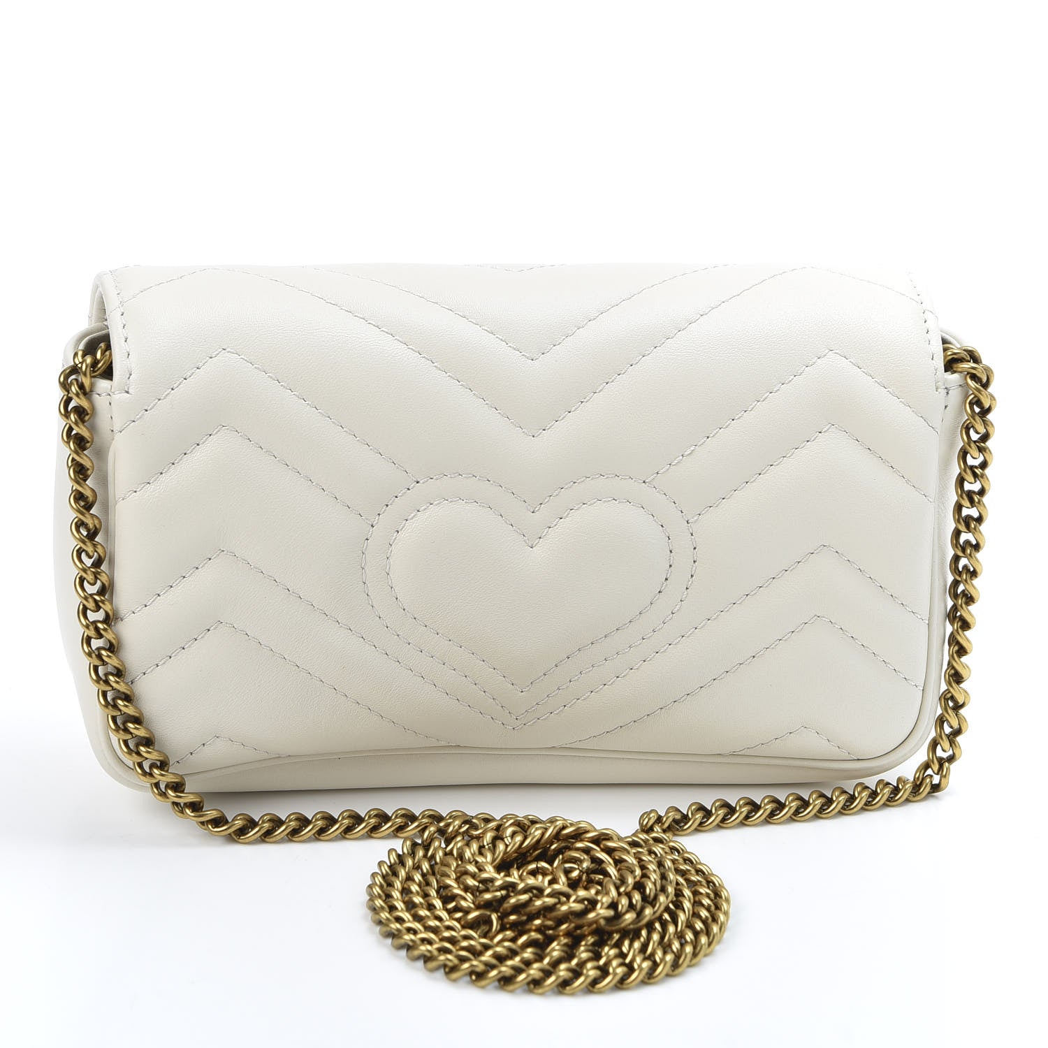 Gucci Calfskin Matelasse Super Mini GG Marmont Shoulder Bag White 2 of 9