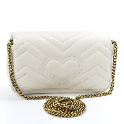 Gucci Calfskin Matelasse Super Mini GG Marmont Shoulder Bag White 2 of 9