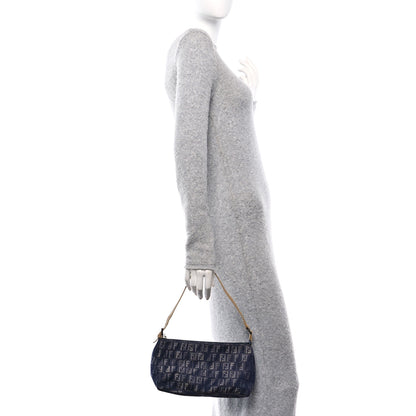 Fendi Denim Zucchino Vitello Pochette Blue 2 of 9
