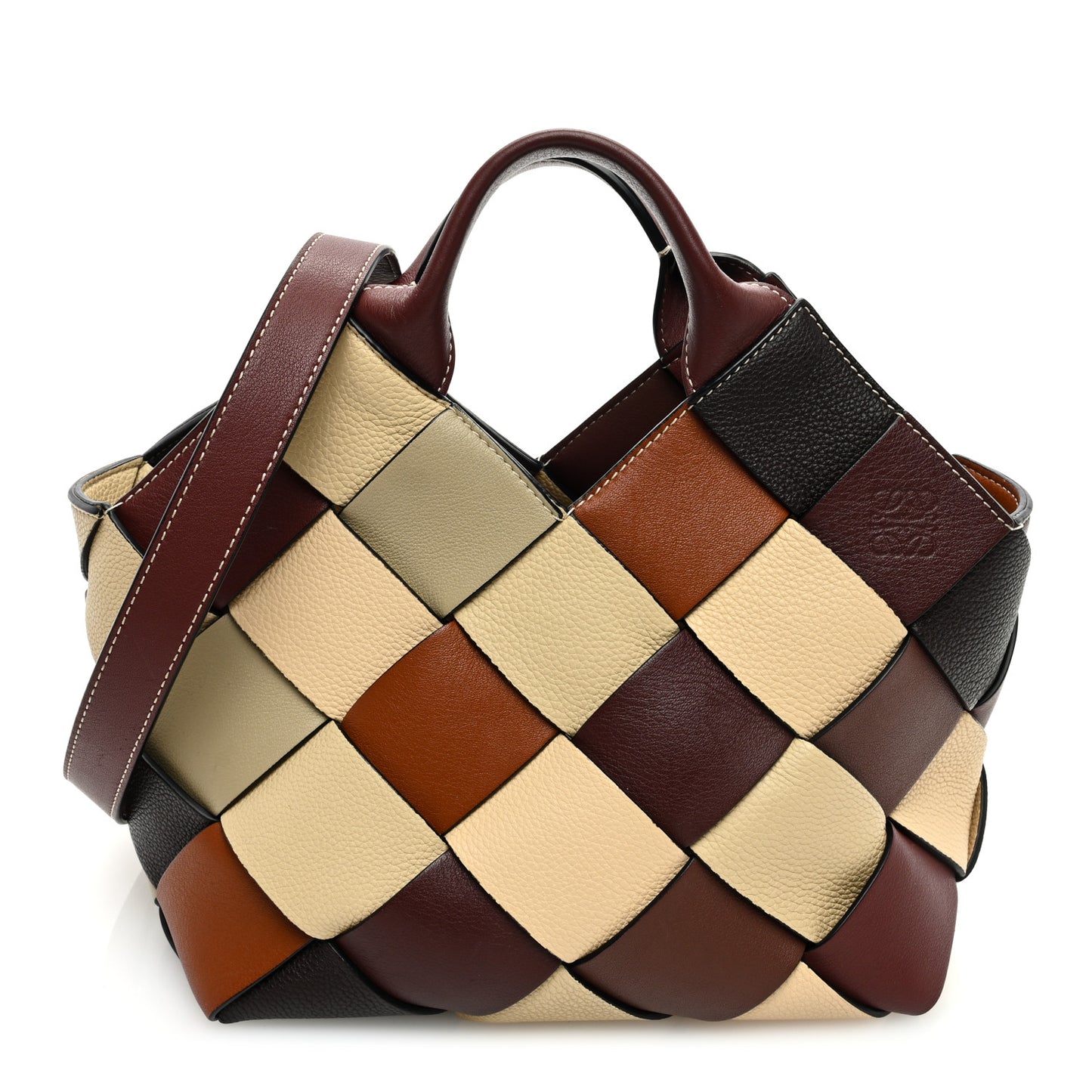 Calfskin Small Woven Basket Surplus Bag Beige