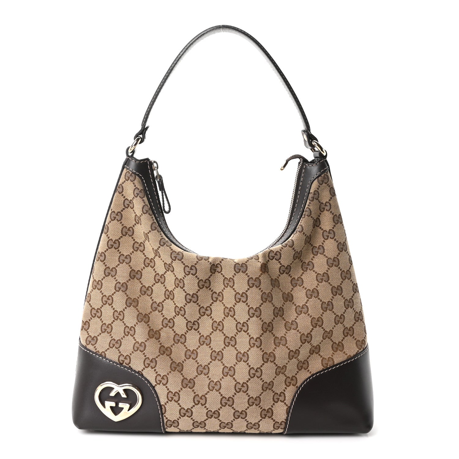 Gucci Monogram Medium Lovely Heart Hobo Brown 1 of 10