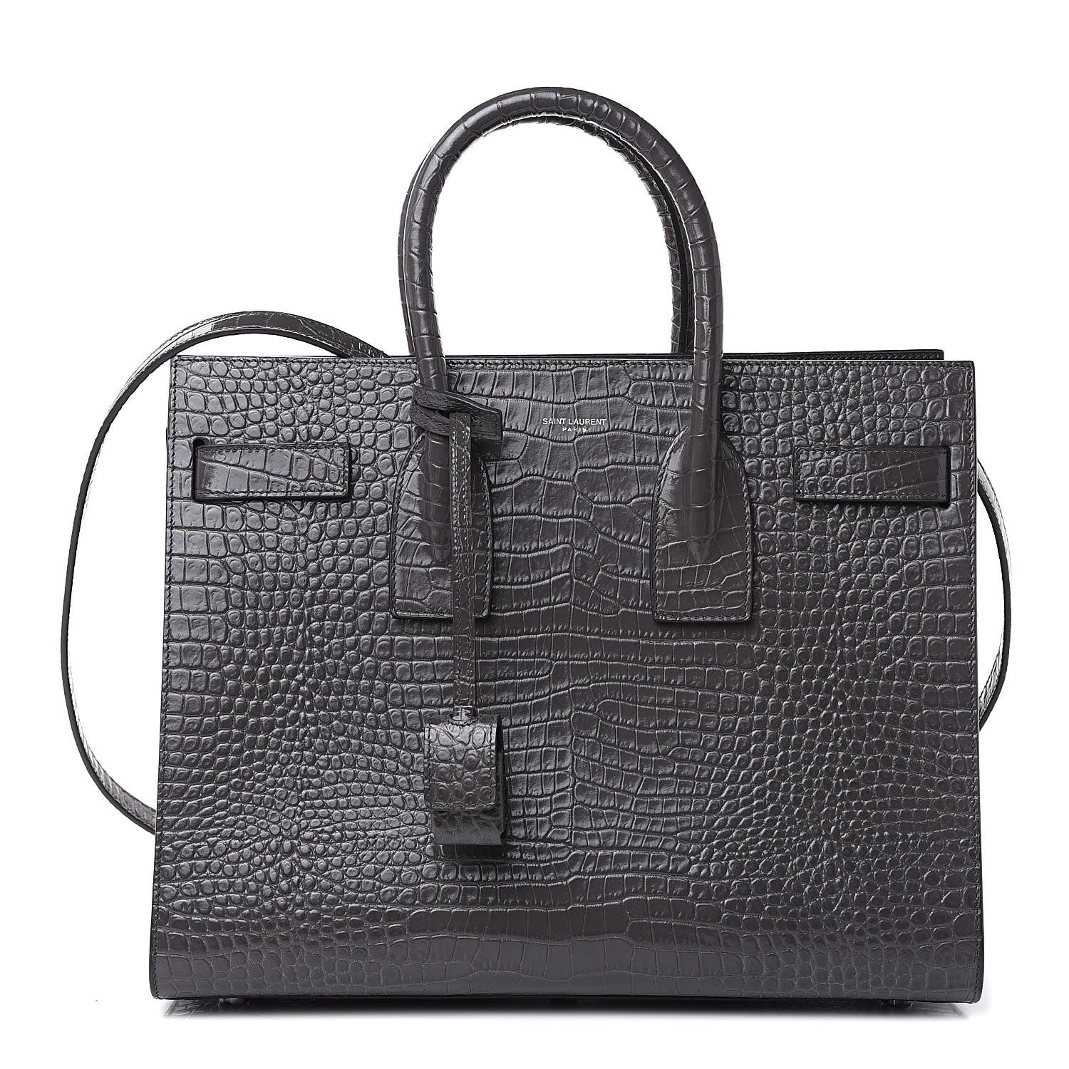 Saint Laurent Crocodile Embossed Small Sac De Jour Asphalt 1 of 14