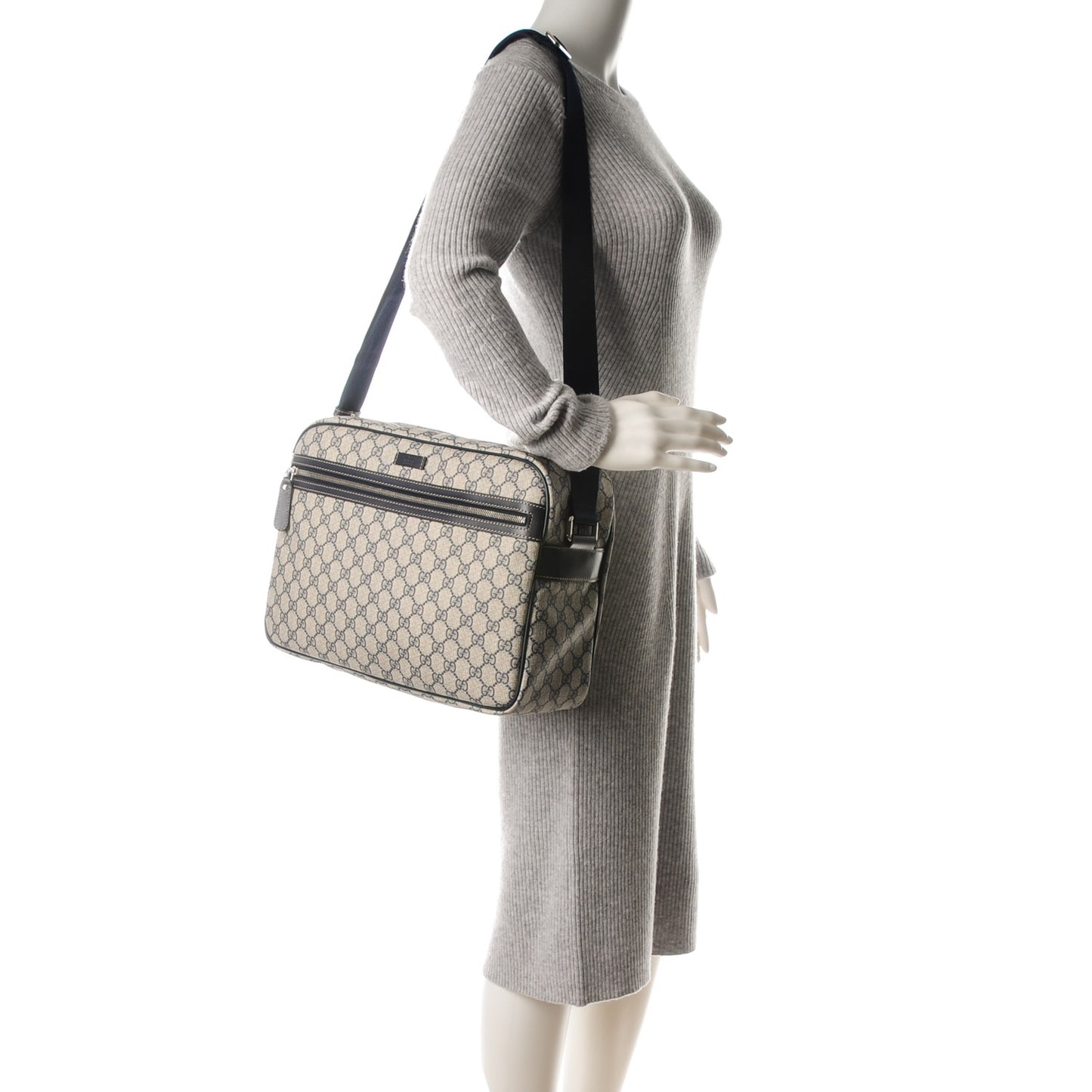 GG Plus Monogram Large Messenger Bag Navy
