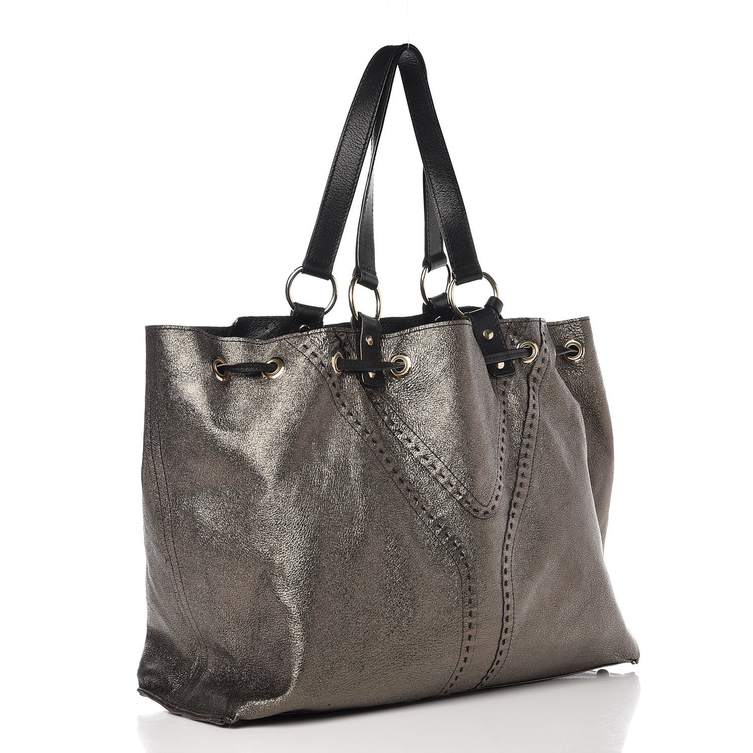 Saint Laurent Calfskin Reversible Double Sac Y Tote Bronze Black 5 of 8