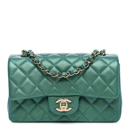 Chanel Iridescent Calfskin Quilted Mini Rectangular Flap Green 1 of 8