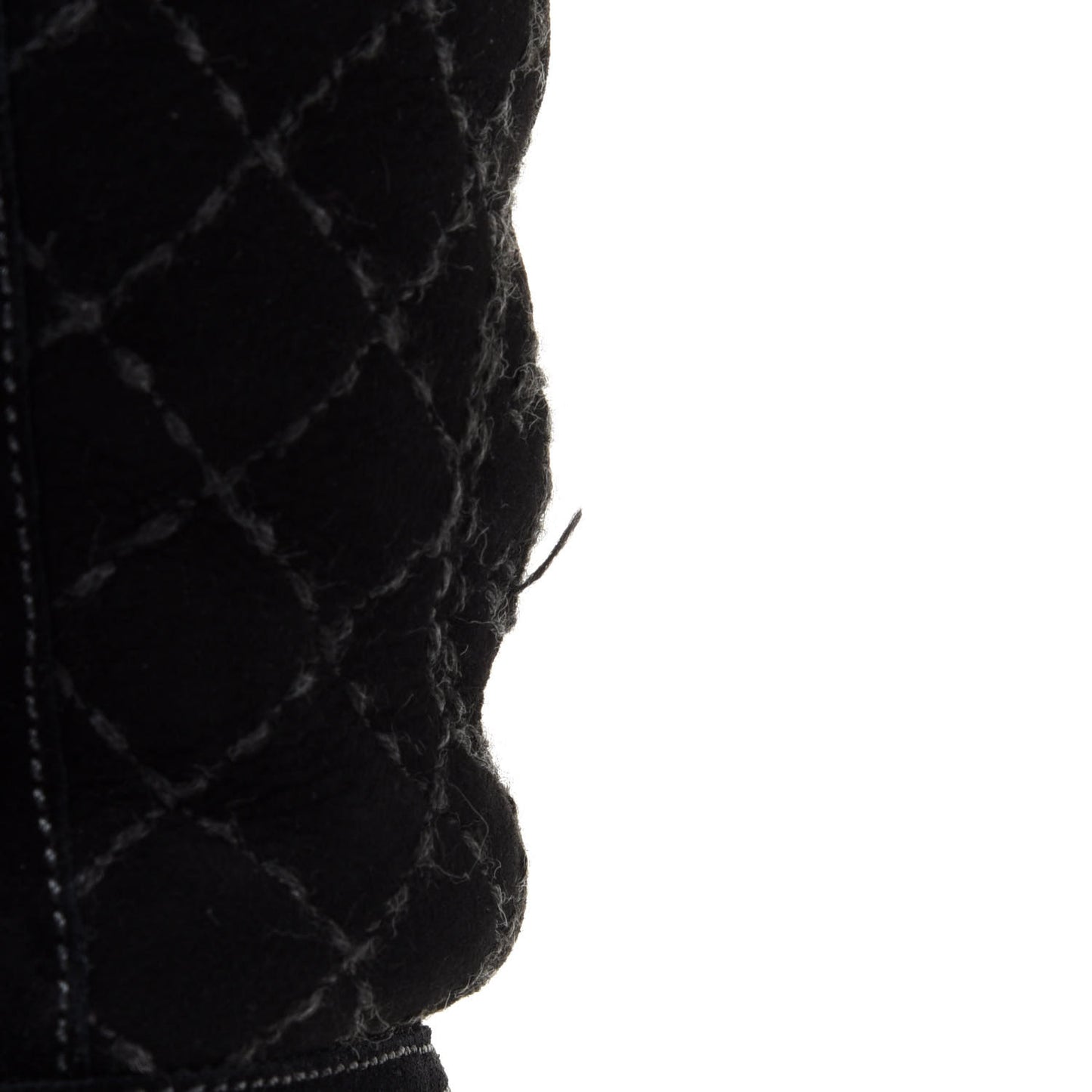 Suede Quilted Shearling High Boots 40 Black