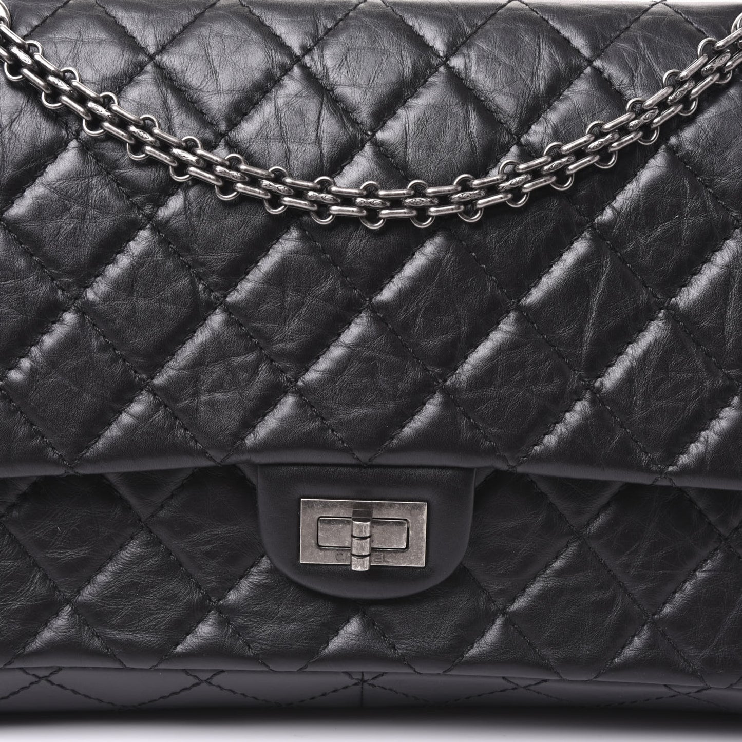 Aged Calfskin Quilted 2.55 Reissue 226 Flap Black
