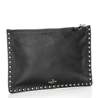 Valentino Garavani Vitello Large Rockstud Zip Pouch Black 3 of 7
