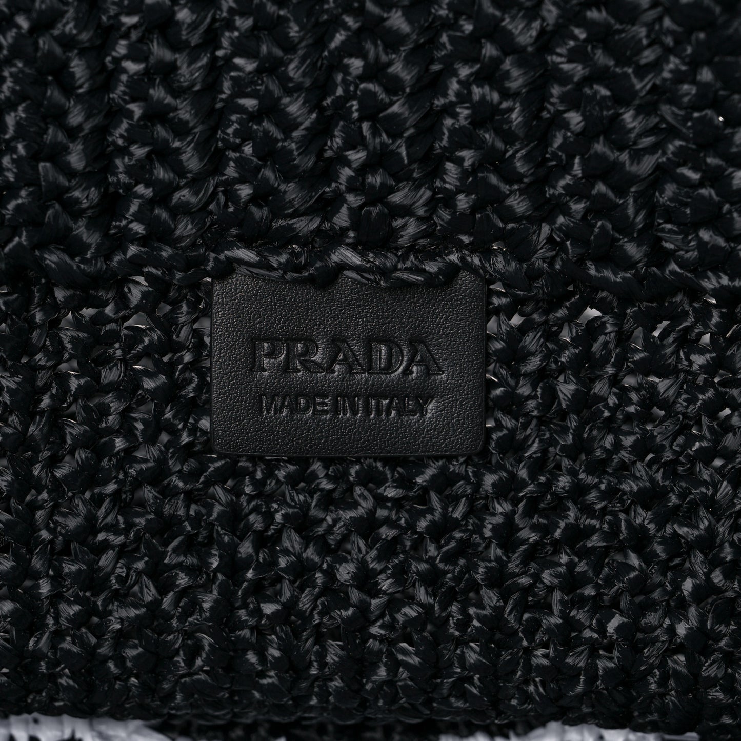 Yarn Raffia Effect Crochet Large Logo Tote Black