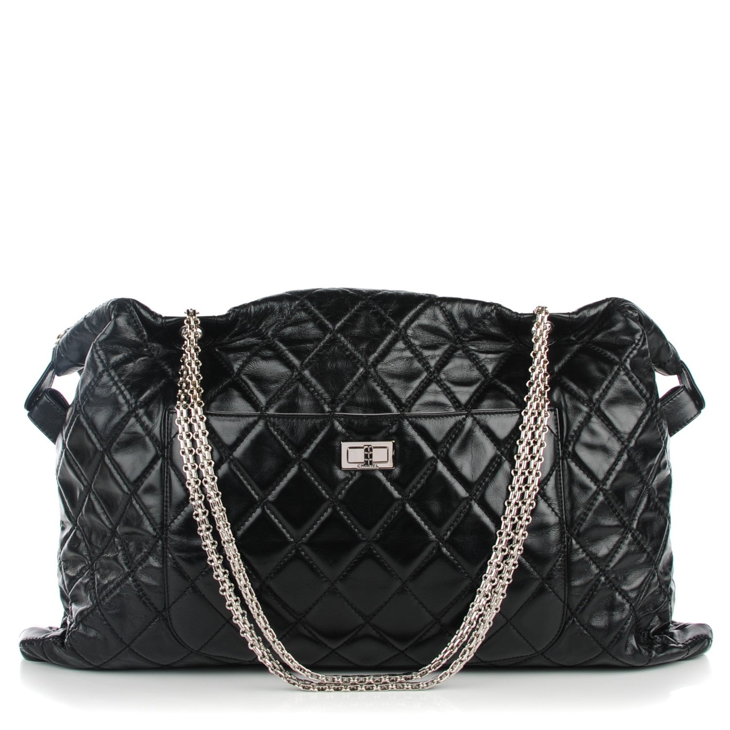 Chanel Glazed Calfskin Quilted Surpique Carryall Black 1 of 8
