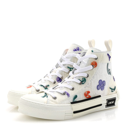 Christian Dior X KENNY SCHARF Technical Canvas Oblique Patch Mens B23 High Top Sneakers  42 White Blue 4 of 10