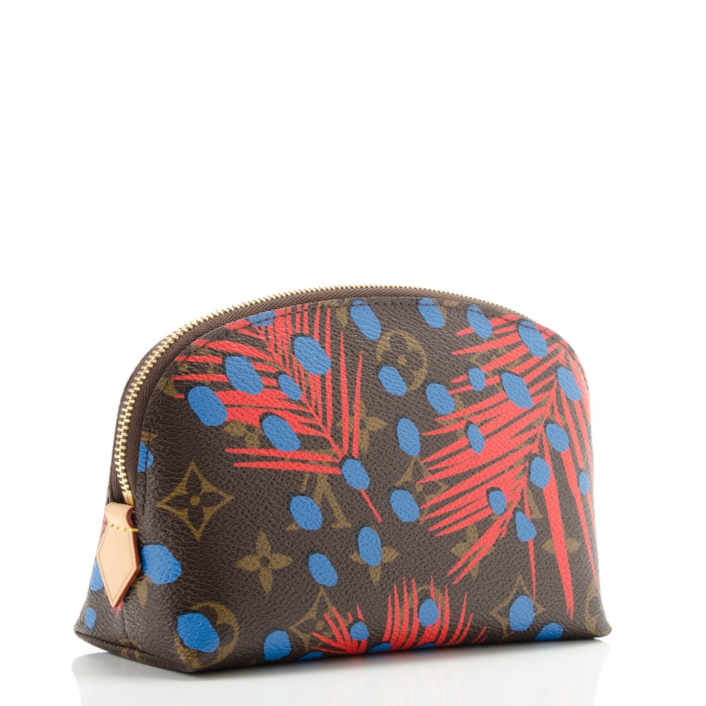 Monogram Jungle Dots Cosmetic Pouch Coquelicot Denim