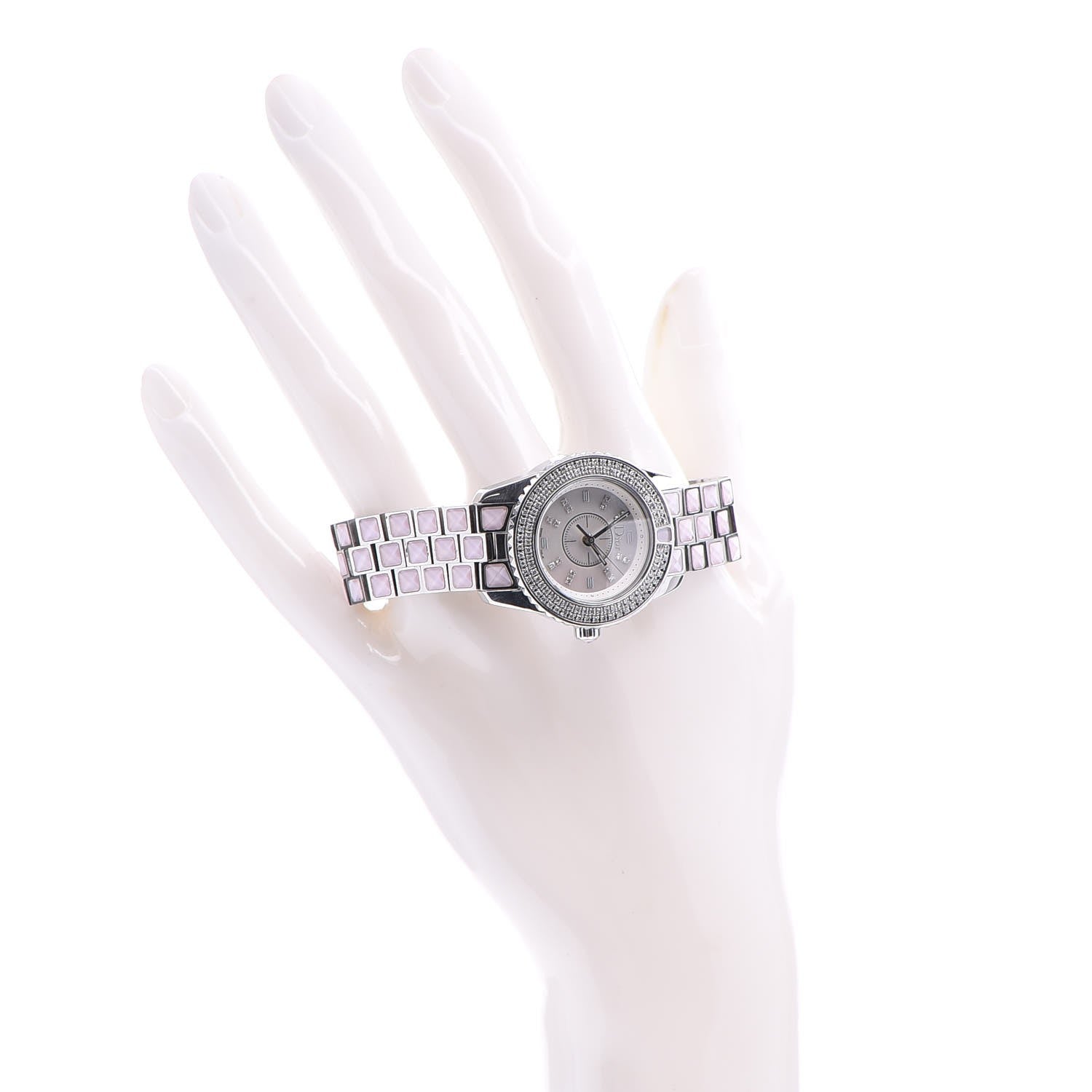 Christian Dior Stainless Steel Diamond Pave Bezel Sapphire 29mm Christal Quartz Watch Pink 2 of 8