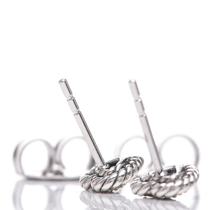 David Yurman Sterling Silver Petite Pave Diamond Heart Earrings 3 of 4