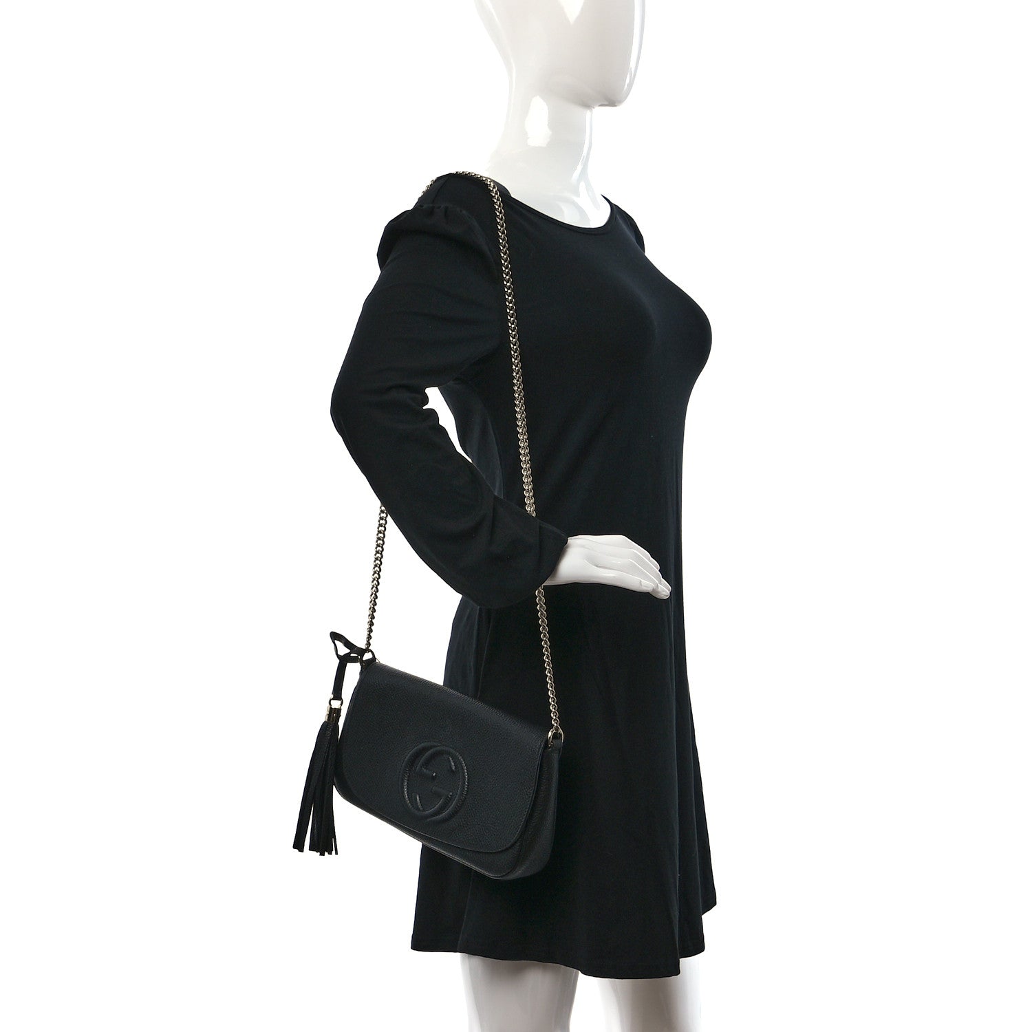 Gucci Pebbled Calfskin Medium Soho Flap Crossbody Black 3 of 9