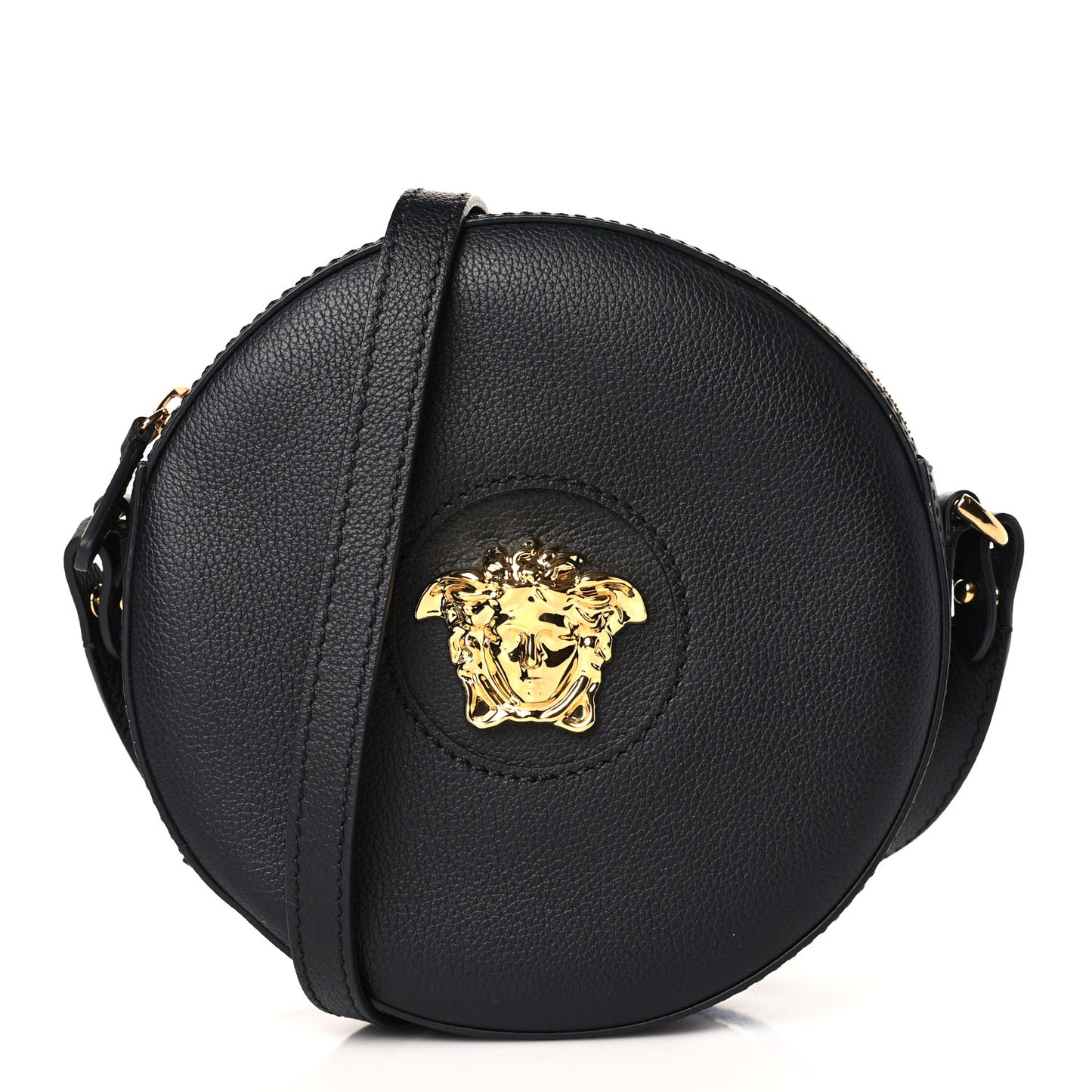 Calfskin La Medusa Round Camera Bag Black