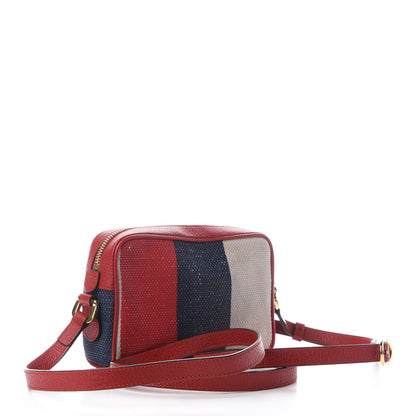 Gucci Canvas Sylvie Stripe Mini Ophidia Camera Bag Mystic White Hibiscus Red Maritime 3 of 9