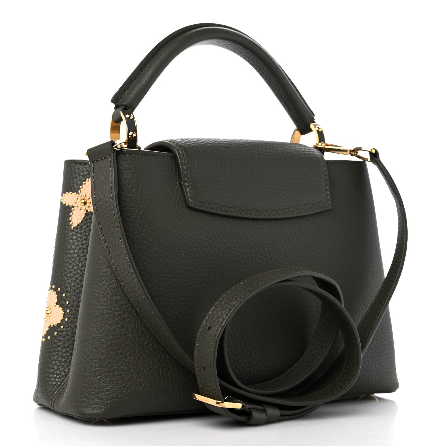 Louis Vuitton Taurillon Flowers Capucines BB Khaki 3 of 8
