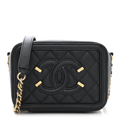 Chanel Caviar Quilted CC Filigree Vanity Clutch With Chain Black 1 of 12