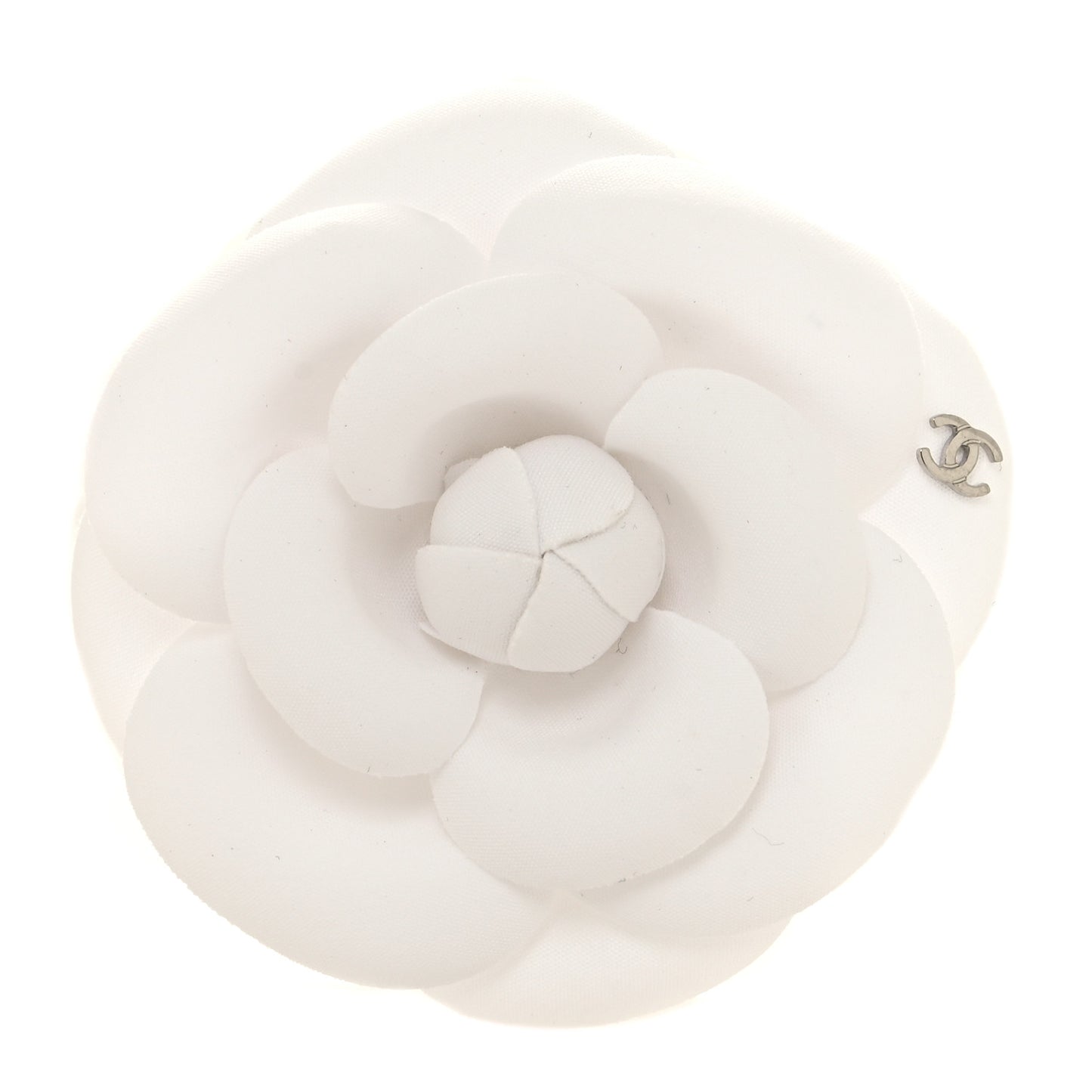 Linen Camellia Brooch Pin White