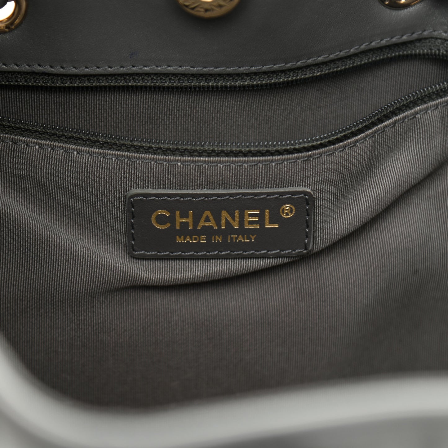 Lambskin Quilted CC Dweller Drawstring Tote Grey