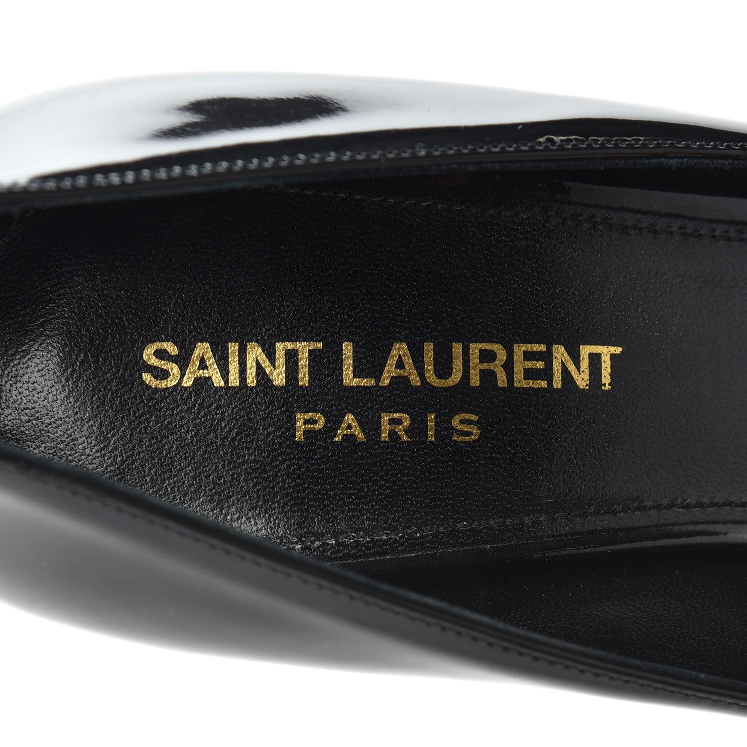 Saint Laurent Patent Calfskin Opyum 85 Pumps 37.5 Black Gold 7 of 10