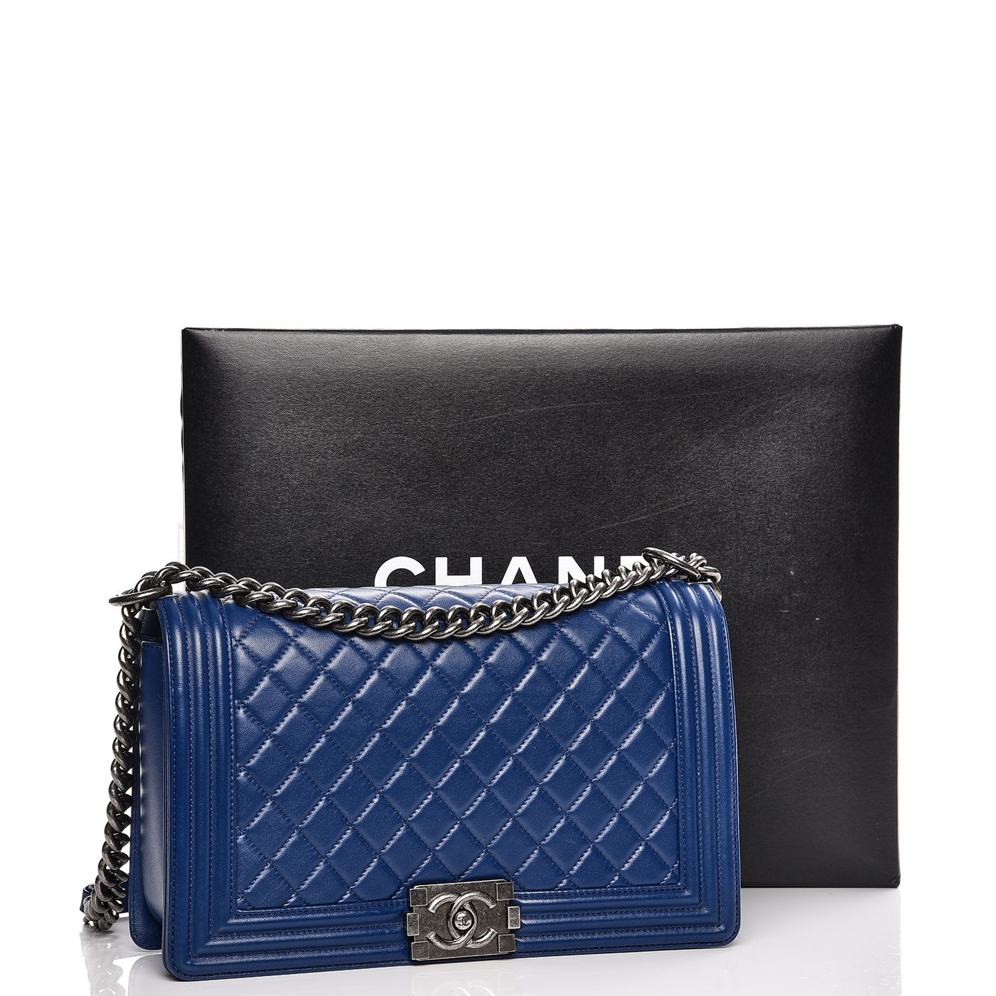 Lambskin Quilted New Medium Boy Flap Dark Blue