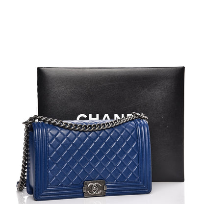 Chanel Lambskin Quilted New Medium Boy Flap Dark Blue 15 of 15