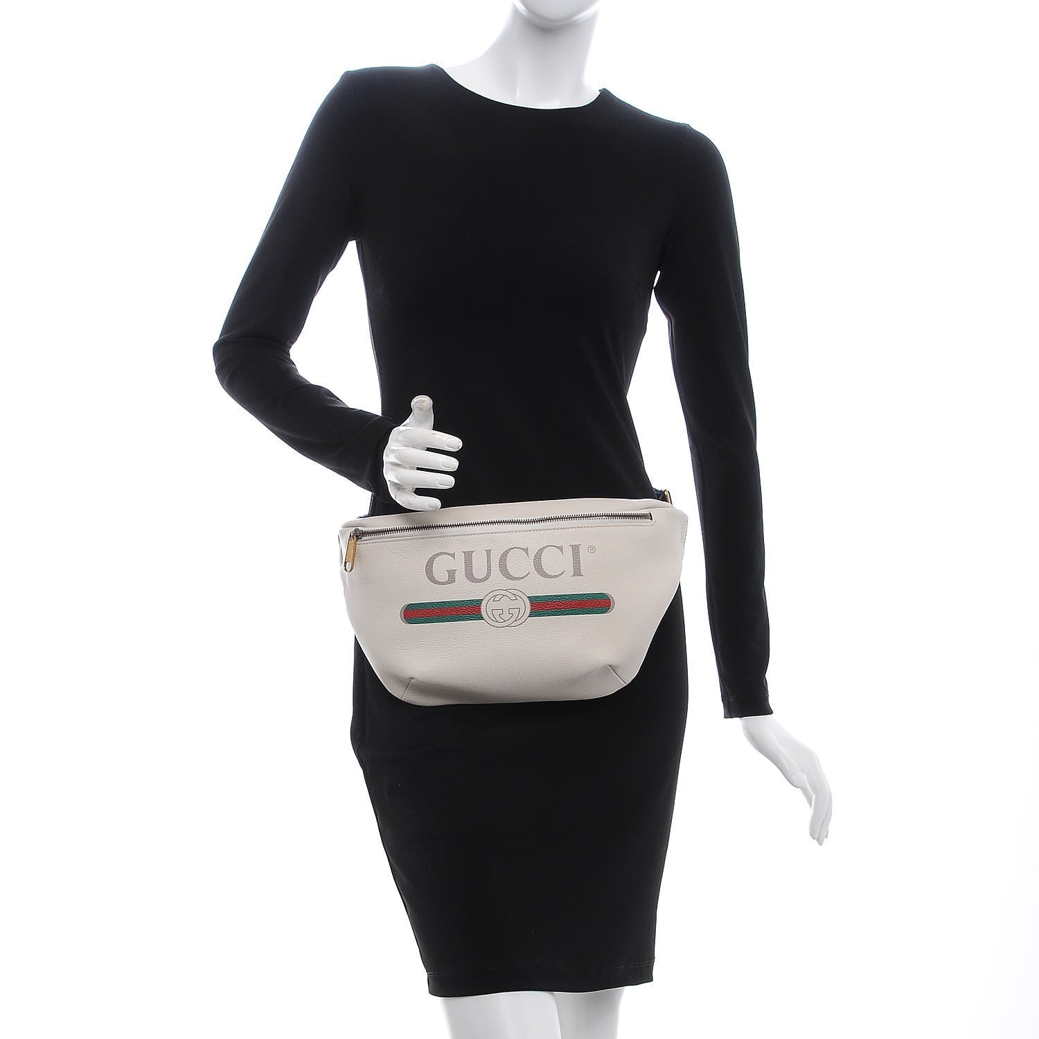 Gucci Grained Calfskin Logo Belt Bag White 2 of 8