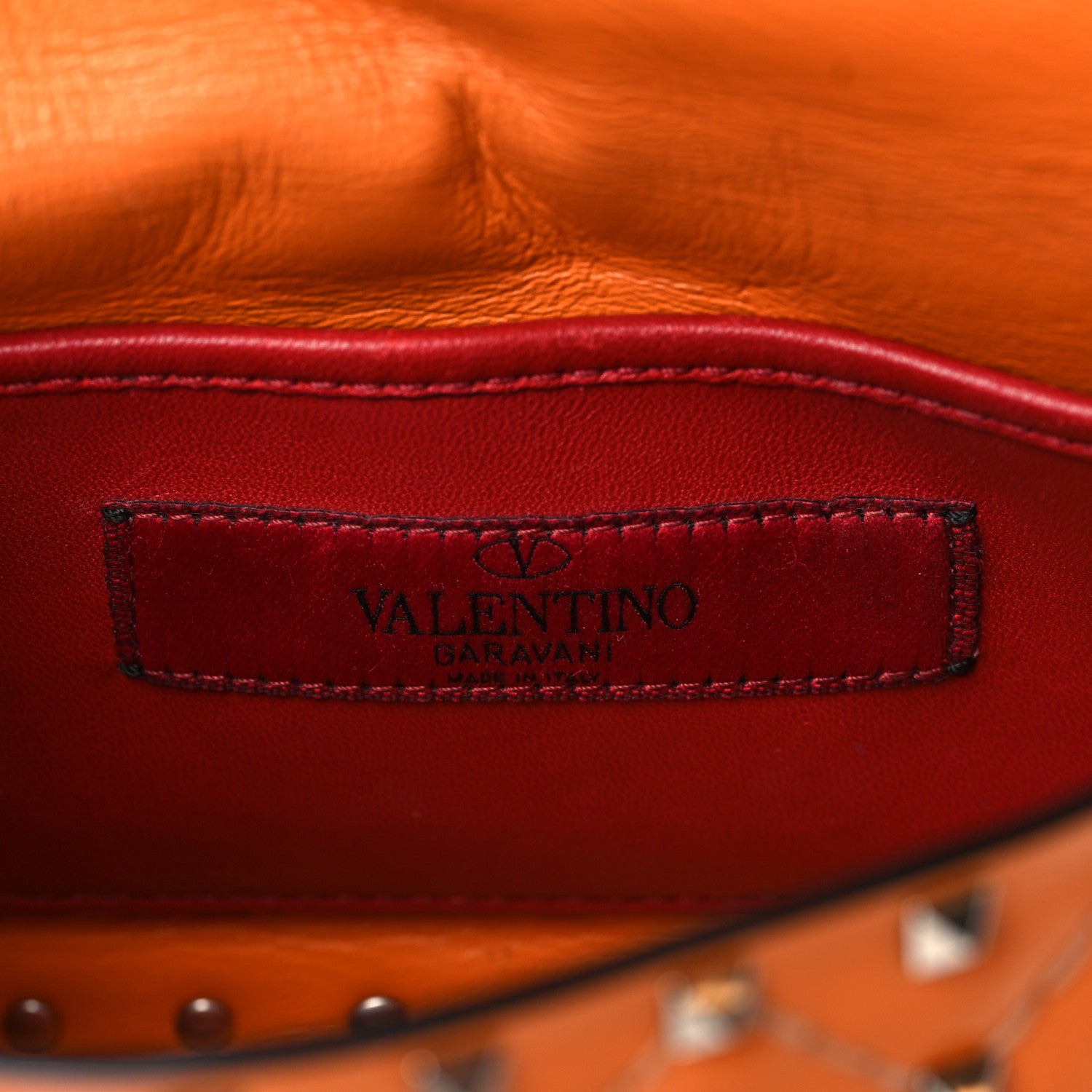 Valentino Garavani Patent Small Rockstud Spike Shoulder Bag Orange 5 of 7