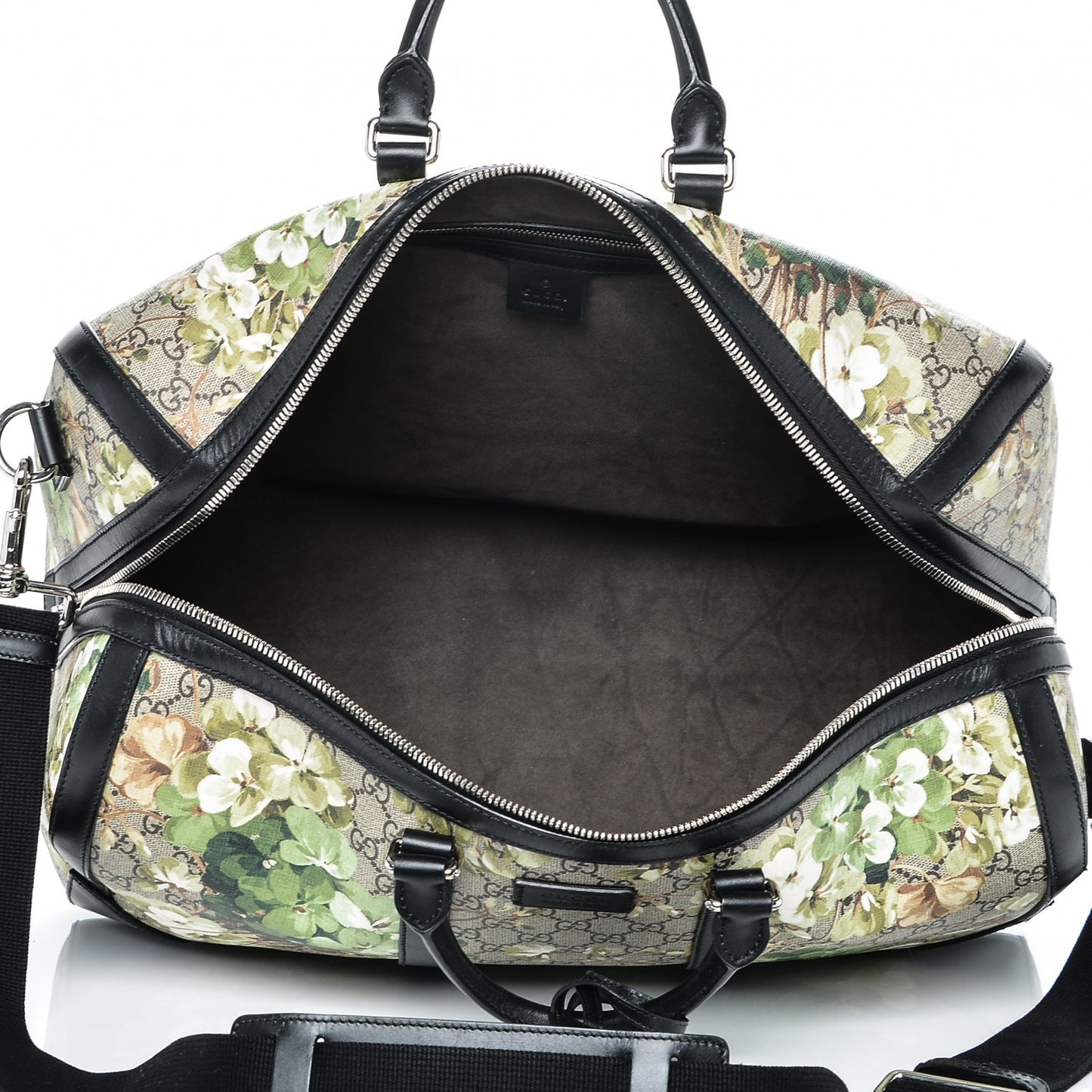 GG Supreme Monogram Blooms Medium Duffle Beige New Military Black