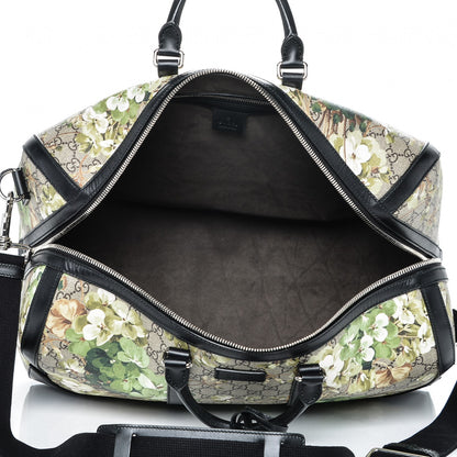 Gucci GG Supreme Monogram Blooms Medium Duffle Beige New Military Black 5 of 7