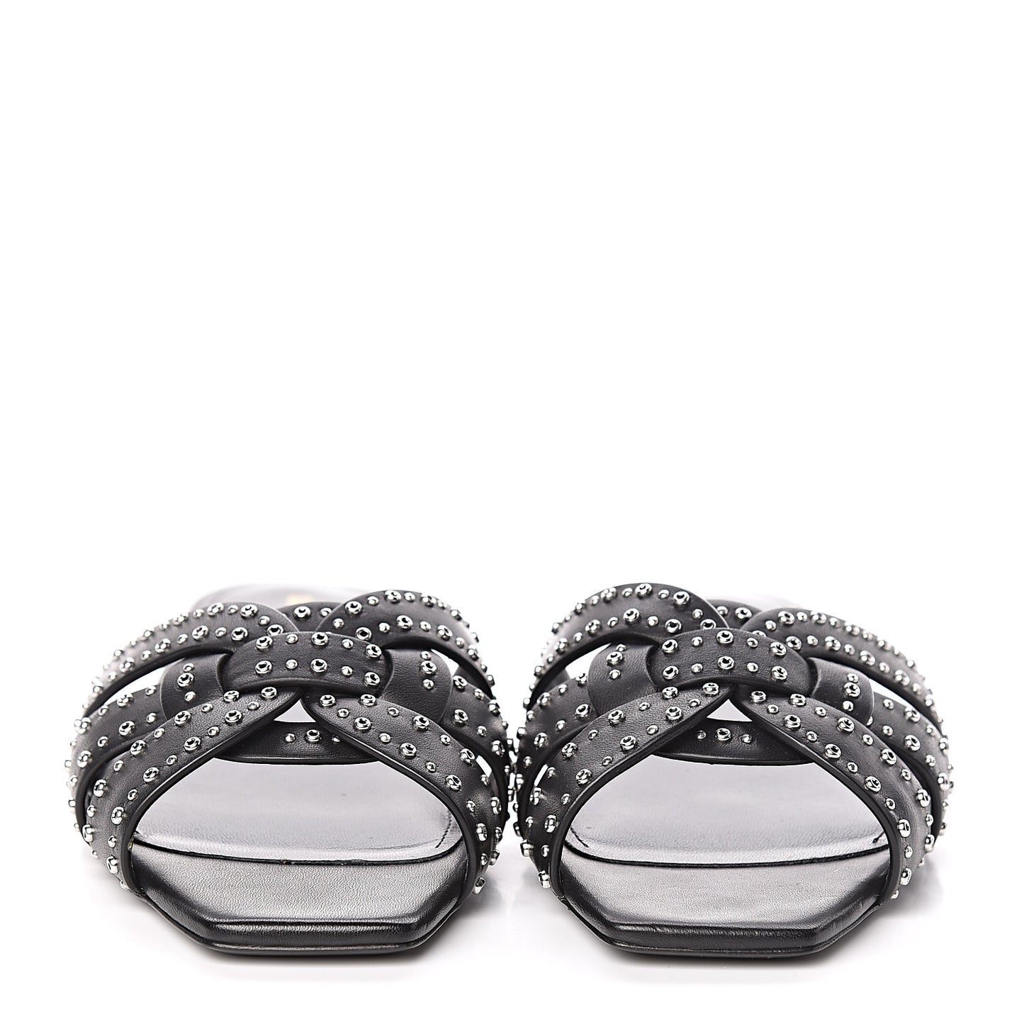 Calfskin Grommet Tribute 05 Slide Sandals 36.5 Black