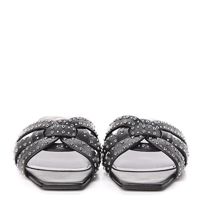 Saint Laurent Calfskin Grommet Tribute 05 Slide Sandals 36.5 Black 2 of 9