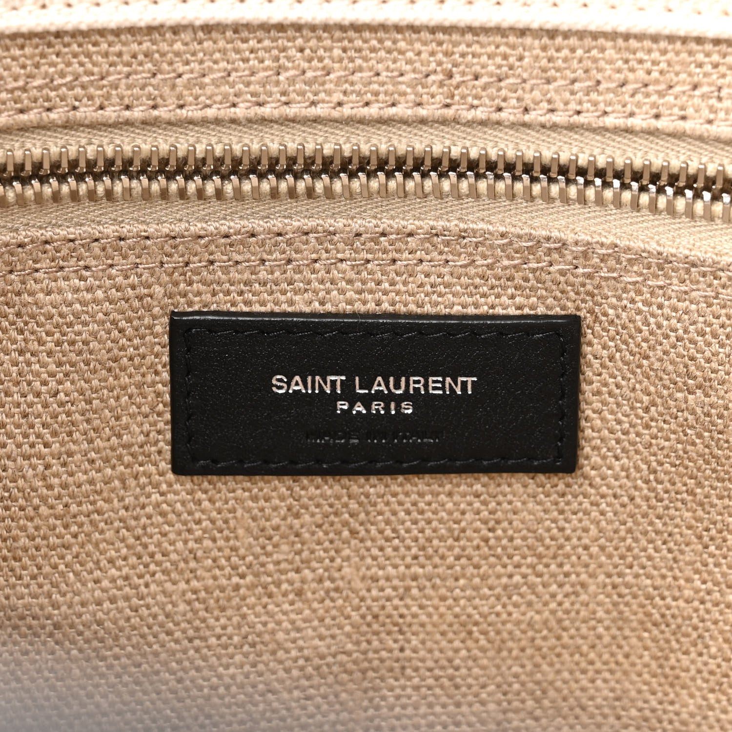 Saint Laurent Linen Calfskin Small Rive Gauche Tote Optic White 6 of 10
