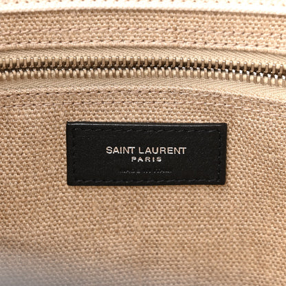 Saint Laurent Linen Calfskin Small Rive Gauche Tote Optic White 6 of 10