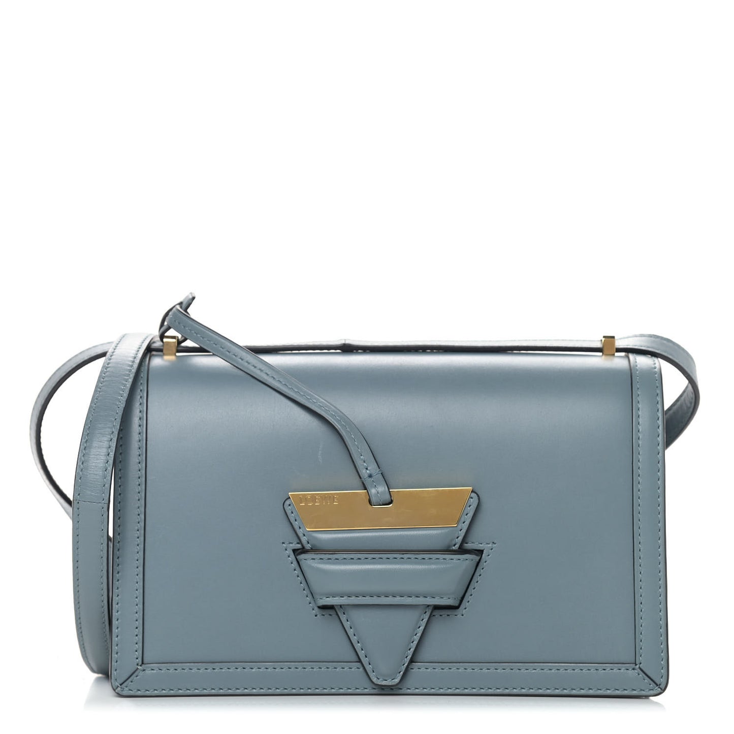 Calfskin Medium Barcelona Shoulder Bag Stone Blue