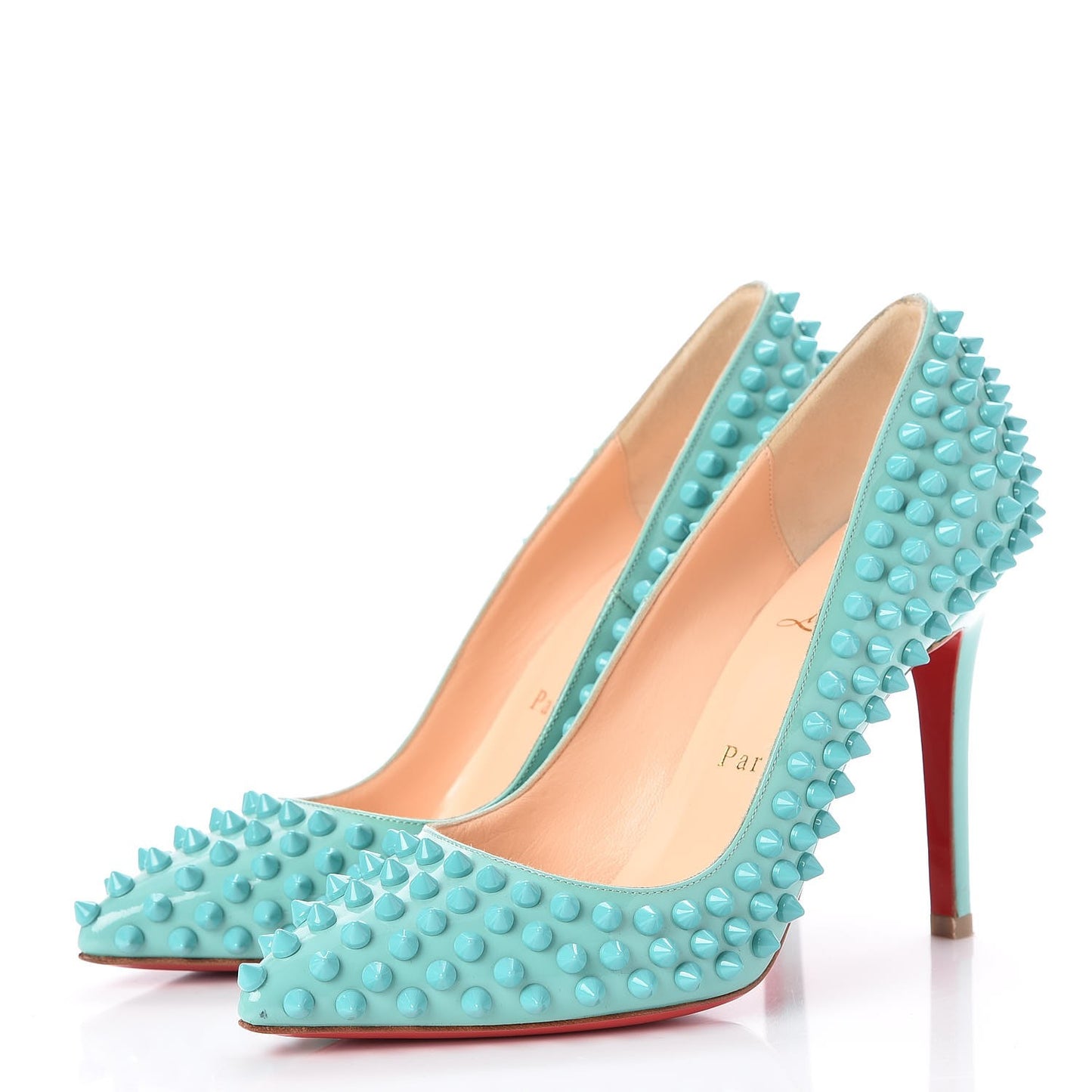 Patent Pigalle Spikes 100 Pumps 36 Turquoise